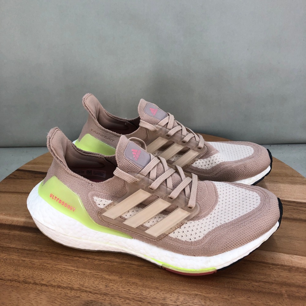 Adidas Ultraboost 21 Ash Pearl Hazy Rose Lime Green Running Shoes FY0399 Women 7
